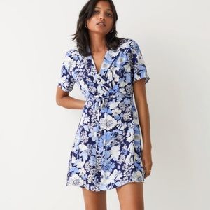 & other stories collared blue floral print mini dress size 10 NWT